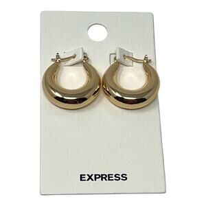 Express Gold Chunky Hoop Earrings Polished Hoops NWT